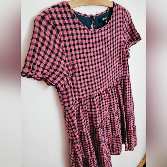 Madewell plaid tiered mini dress - Picture 3 of 5